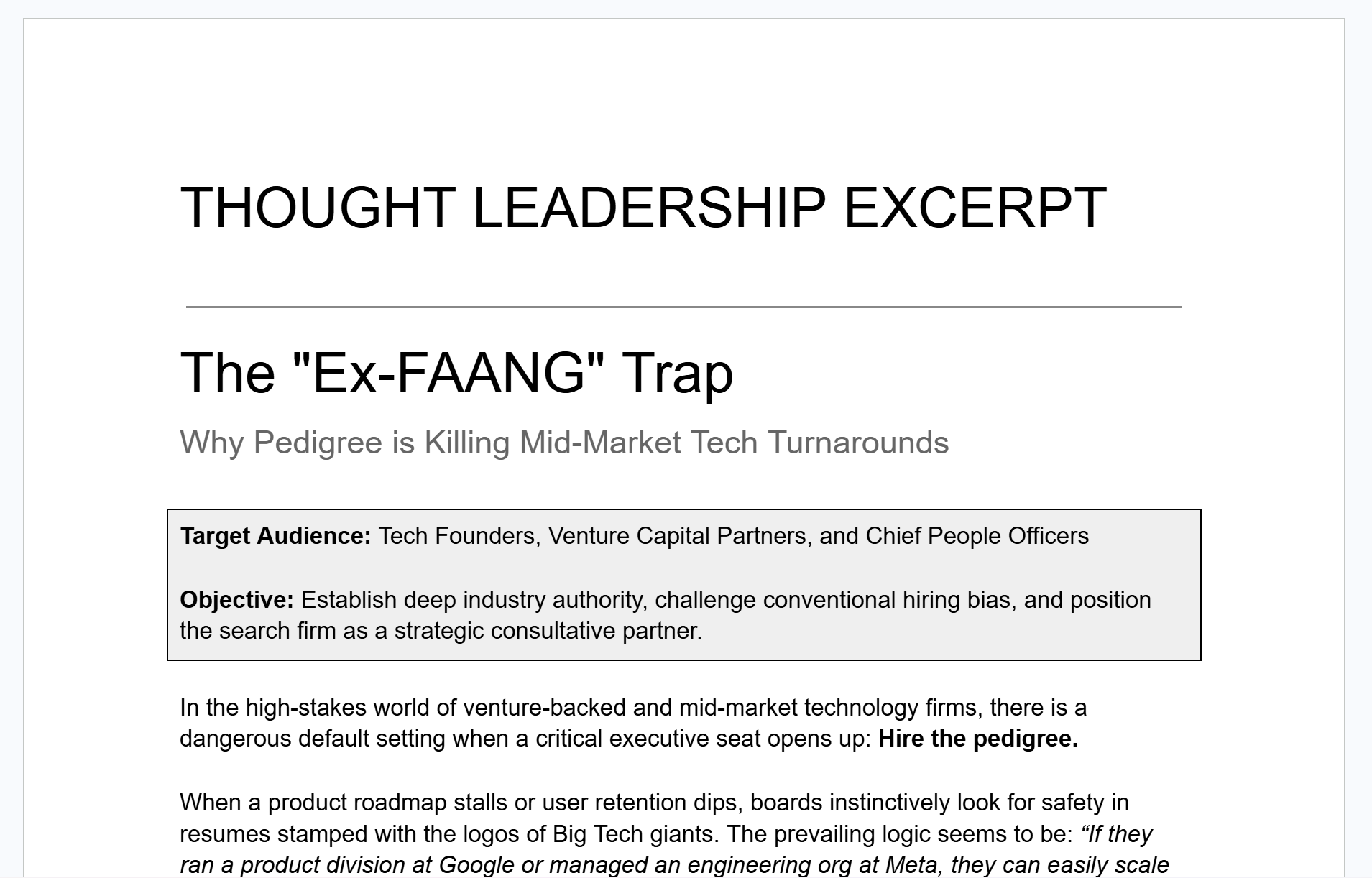 The "Ex-FAANG" Trap